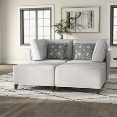 Flexible Slipcover Modular Seating - 2 Corner Units + 2 Ottomans