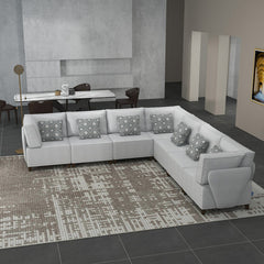 Flexible Slipcover Modular Seating - 3 Corner Units + 4 Armless Chairs