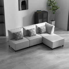 Flexible Slipcover Modular Seating - 1 Corner Unit + 1 Ottoman + 2 Armless Chairs